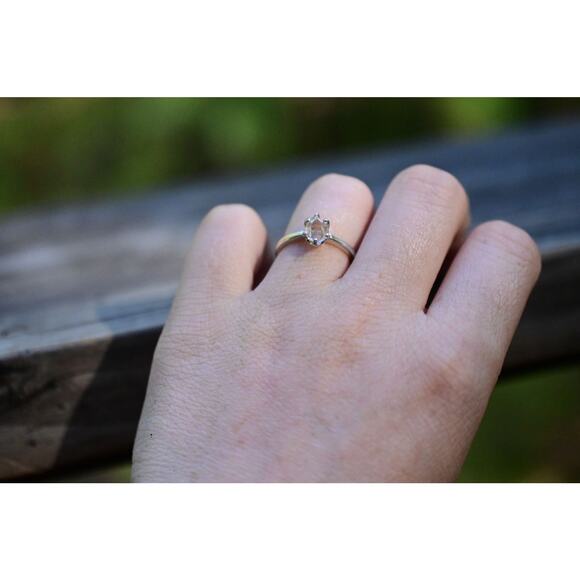 Herkimer Diamond Ring Rustic dainty unique alternative simple minimalist natural - Picture 2 of 8